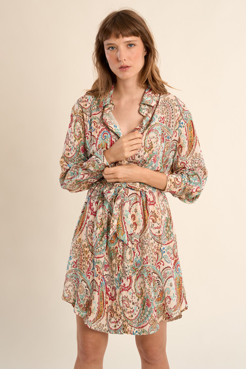 Shirt dress, cashmere print