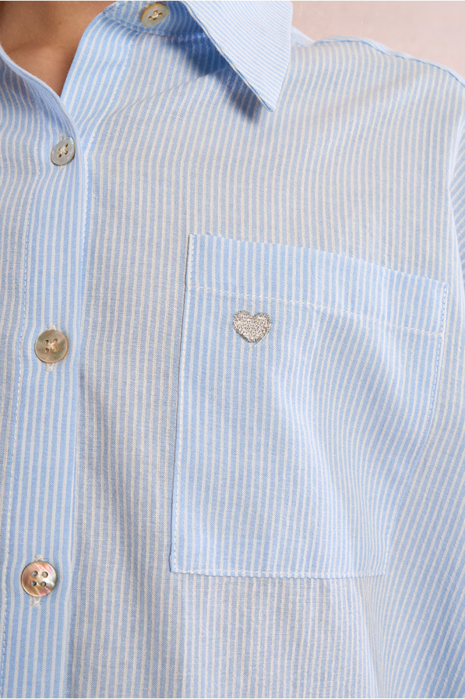 Camisa de niña de manga larga, estampado rayas.