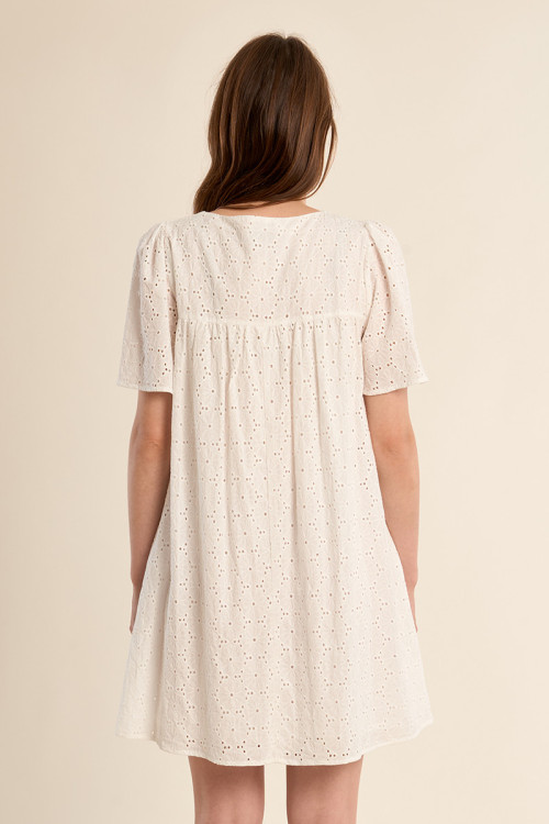 Cotton t-shirt dress, broderie anglaise