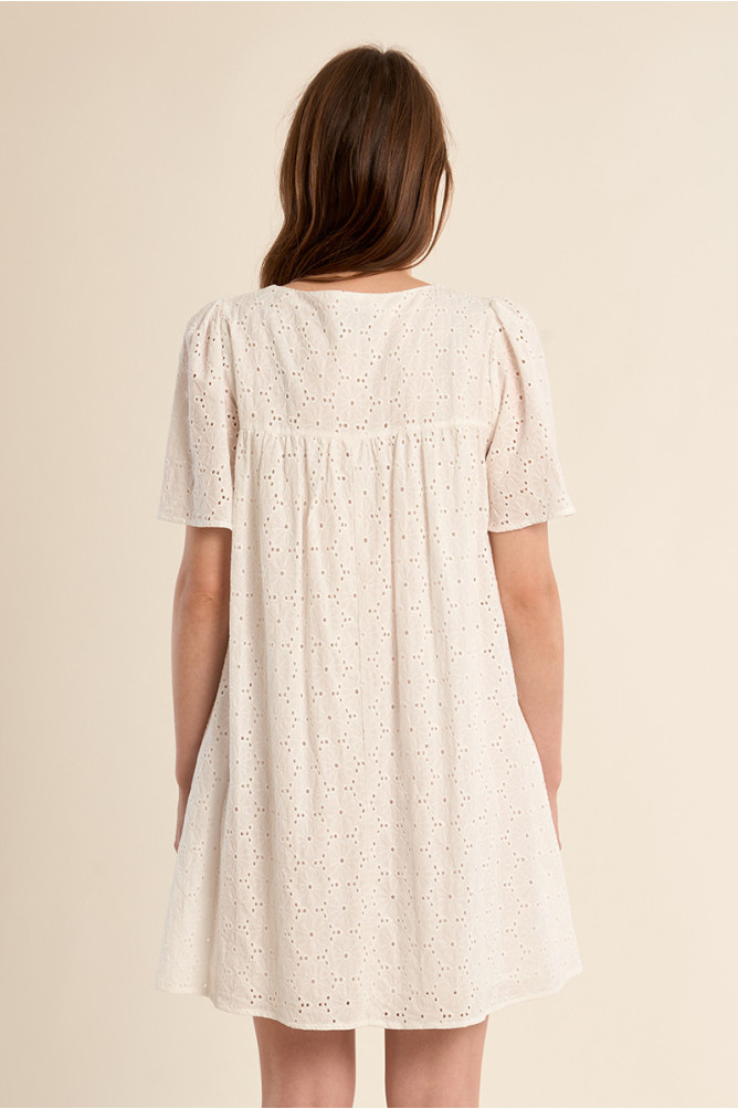 Cotton t-shirt dress, broderie anglaise