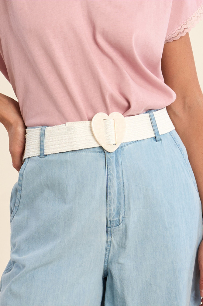 Wide braided belt with buckle