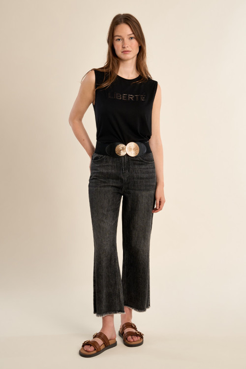 Ceinture en simili-cuir avec détail doré