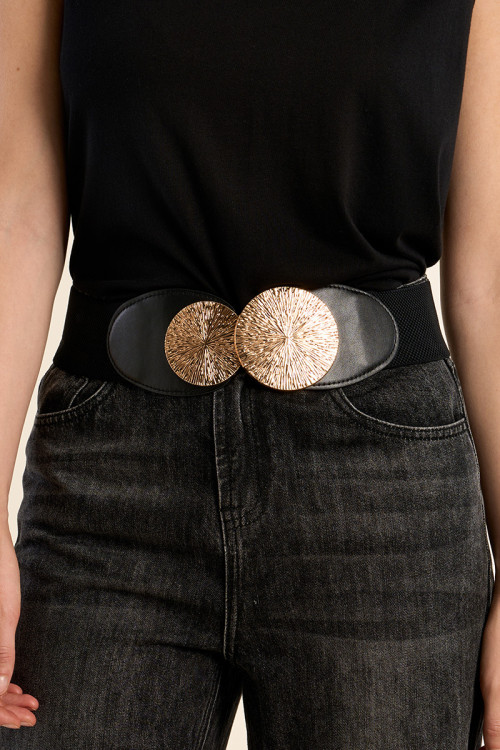 Faux leather belt with gold detail