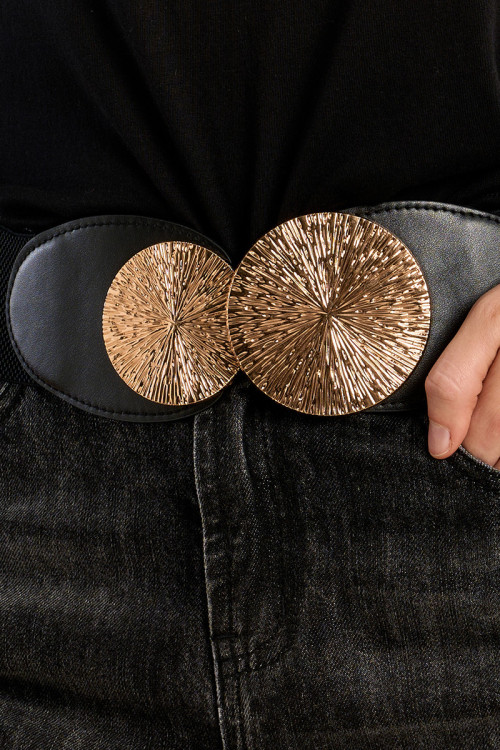 Faux leather belt with gold detail