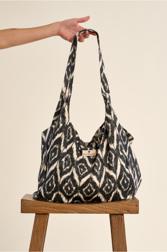 Bolso de mujer de tela, estampado rombos.
