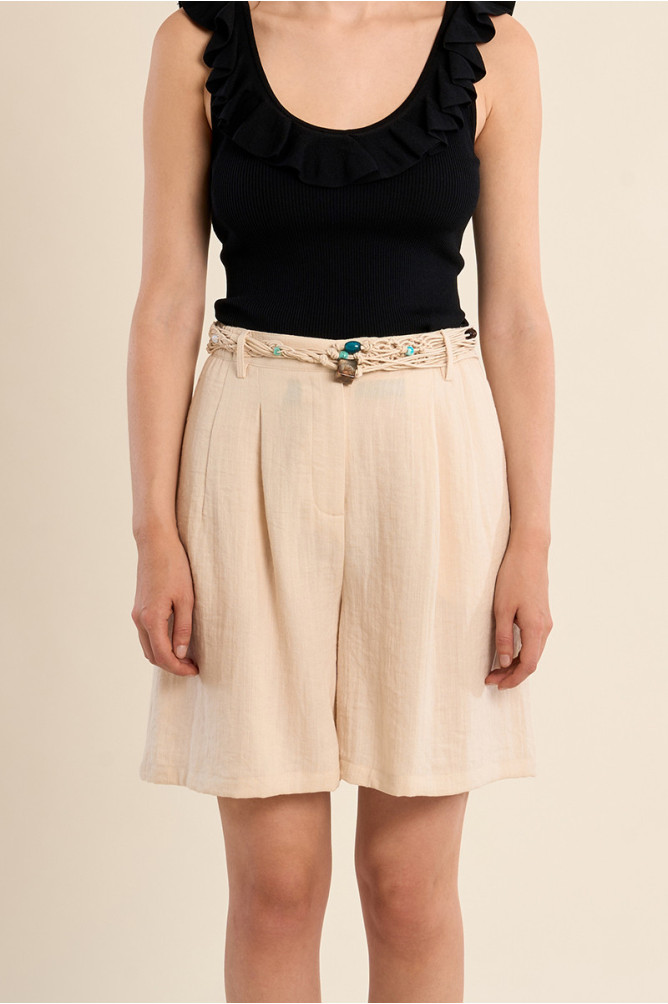 Cinturón de mujer retro, de cuerdas trenzadas y abalorios.