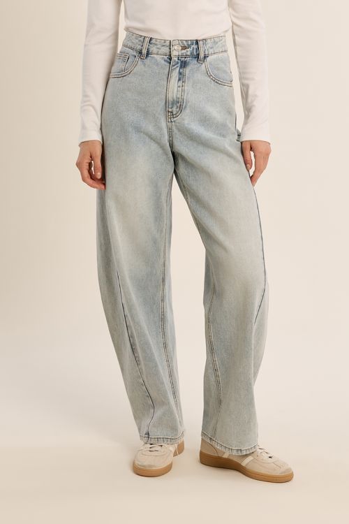 Pantalón de mujer vaquero, corte amplio "Balloon"