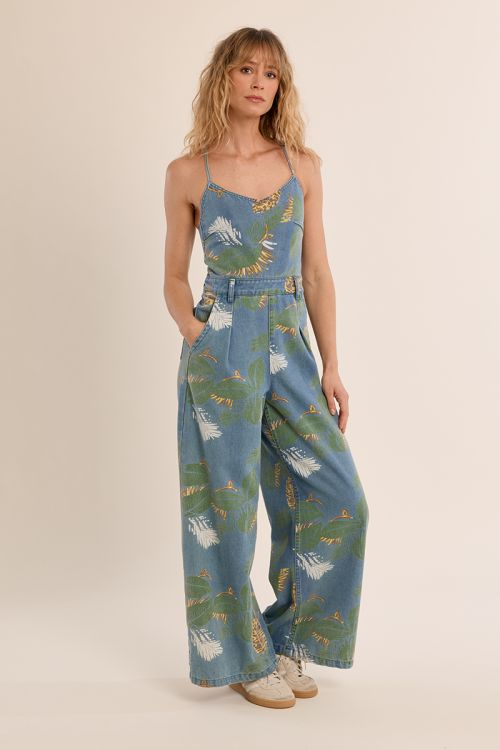 Combinaison en denim imprimée