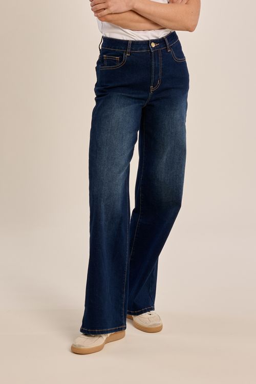 Jeans large à la taille haute