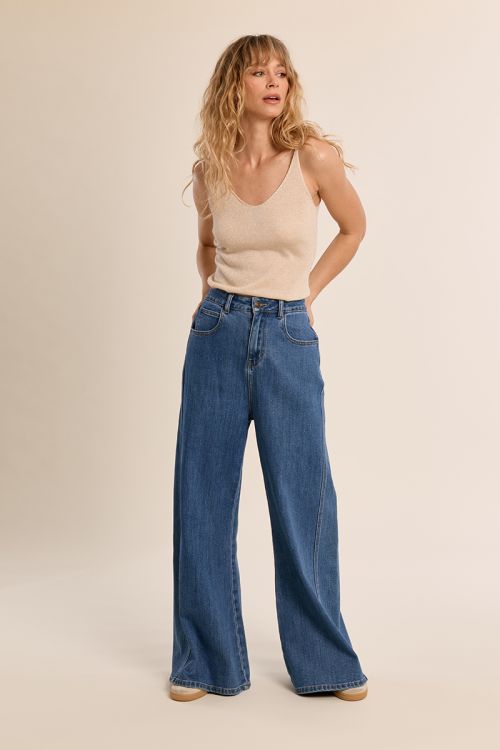Jean taille haute et large
