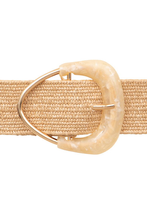 Cinturón de mujer de rafia, hebilla metálica.