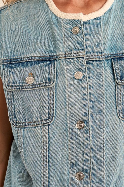 Denim blazer, embroidered