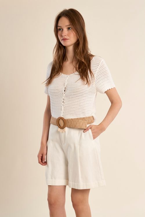 Ceinture en raphia avec boucle coquillages
