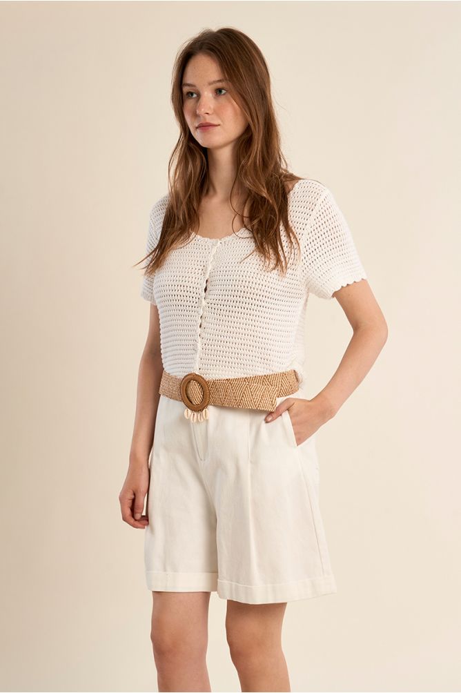 Ceinture en raphia avec boucle coquillages
