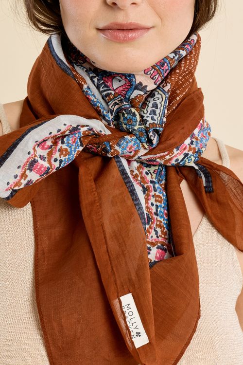 Large cotton scarf, printed