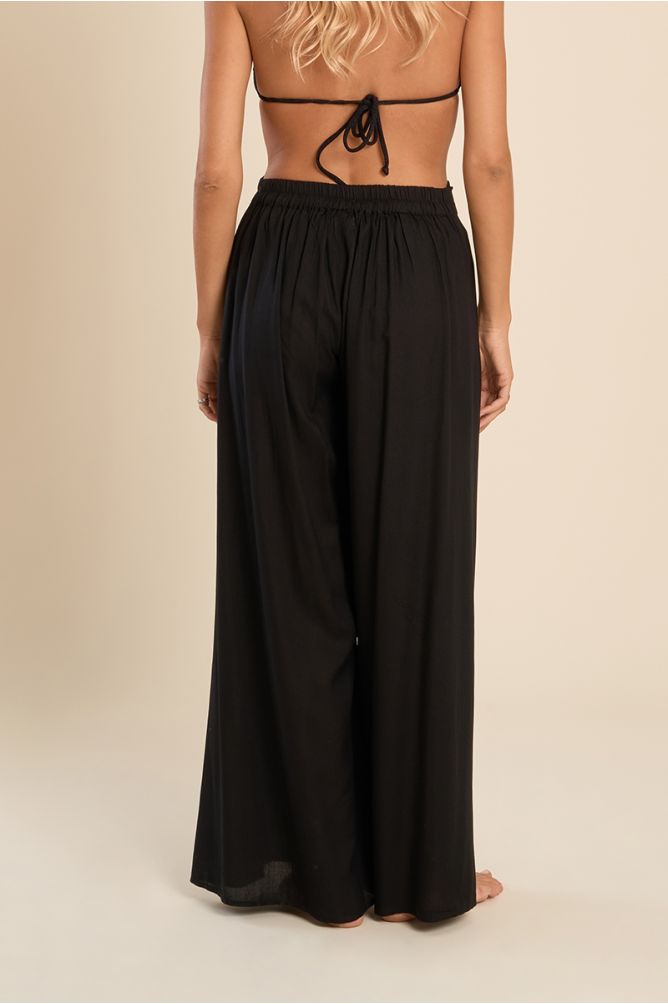 Pantalon large ceinture à nouer