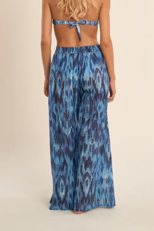 Pantalon large imprimé et ceinture à nouer
