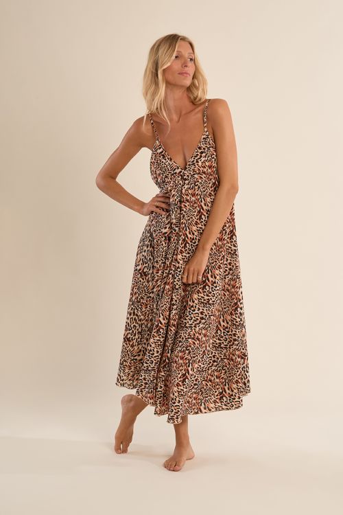 Vestido de tirantes, con estampado.