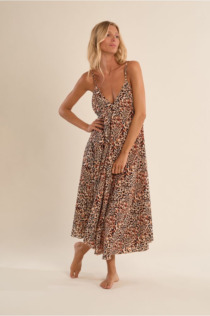 Long, flowing, printed dress